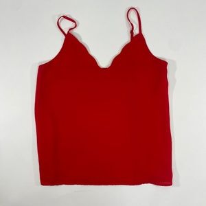 Red Socialite Scalloped Edge Camisole Tank Top S